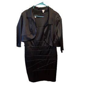 Alyx limited black dress size14 with Sangria black satin bolero jacket size xl